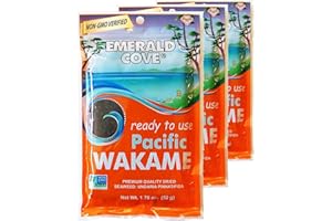 Emerald Cove Ready-to-Use Pacific Wakame, Pre-Cut Dried Seaweed, Perfect for Miso Soup, Seaweed Salad, Miyeok Guk, Naturally Gluten-Free, Non-GMO, 1.76 oz (3 pack)