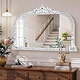 HOITUZYUS Rustic Farmhouse Wooden Wall Mirror: 36x24 Inches Baroque Antique Arched Mirror - Decorative Wide Mirrors for Firep