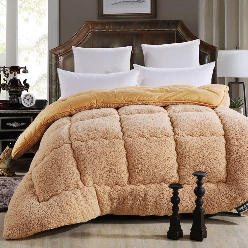 RENXR Winter Cashmere Fabric Quilt, Quilt Cashmere Warm, Moisture/Gas-Permeable, Down Quilts, Single Double,Brown,220x240cm 4kg