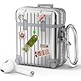 KOREDA Compatible with AirPods Case Cover, Funny Suitcase Design Case for Airpods 2nd Generation/1st Generation, Cute Fashion Protective Hard Case for Women Men with Keychain