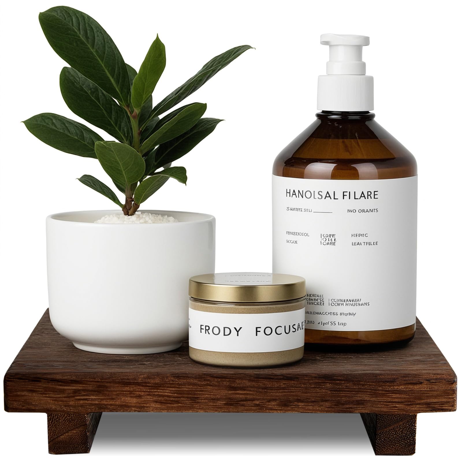 Photo 1 of (9x6 Inch,Brown) Wood Riser Soap Tray, Rustic Wood Pedestal Stand Tray Farmhouse Kitchen Counter Decor Bathroom Soap Dish Holder for Sink,Vanity,Plant,Bottles, Candles Display