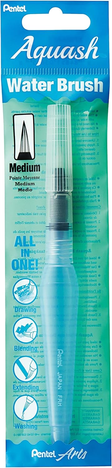 Pentel Medium Aquash Water Brush Pen (Pack of 10), Multicolor