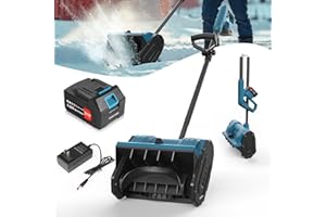 Lemolifys 21V 13-Inch Cordless Electric Snow Shovel with Directional Plate - Battery Powered 5000mAh Snow Blower Thrower & Adjustable Front Handle, Power Snow Shovel Lightweight for Driveway Deck