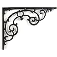 Wall Shelf Bracket - Ornate Pattern - Cast Iron - 11.25" Long, Black