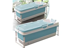 PUREMIND Portable Bathtub, 62 Inches Foldable Bathtub for Adult, Collapsible Bathtub with 2 Side Handles, Folding Bathtub with Waterproof Neck Pillow, Green