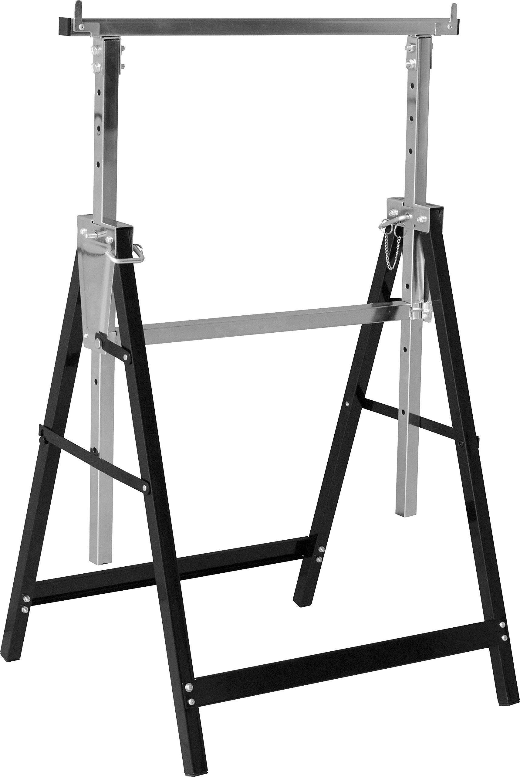 Meister 5258110 Metal Trestle 200 kg - Foldable - Variable Working Height from 800-1300 mm - 7-Level Height Adjustment - with Locking Hook/Metal Axle Stand/Telescopic Work Stand/Scaffolding