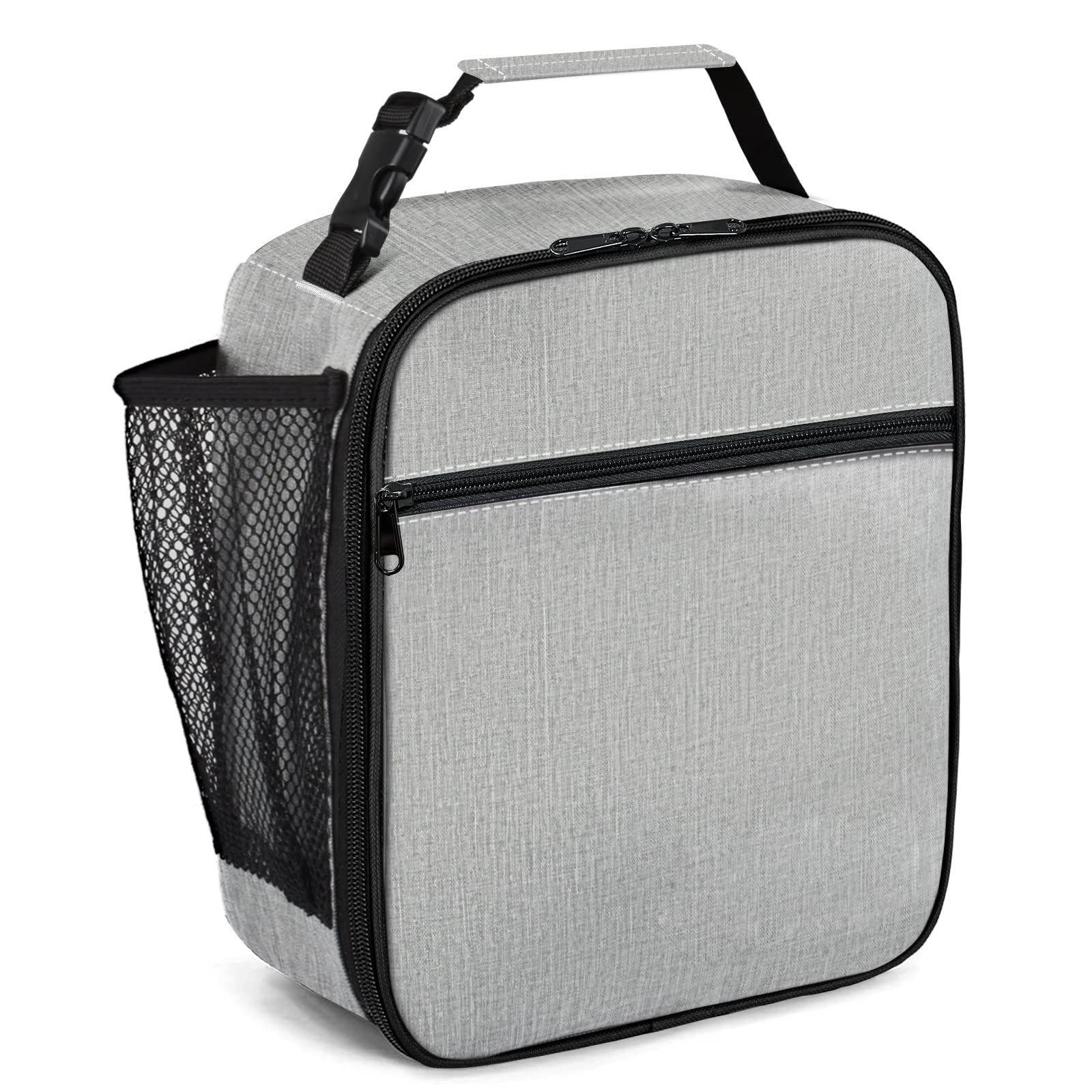 IWTTWY Insulated Lunch Bag Camo Cooler Bag Portable Carrying Lunch Box Bag for Boys Girls Women Men to School Office Outdoor (Grey)