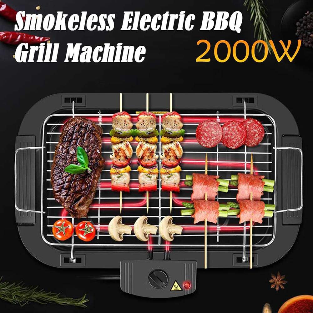 review HONGLONG Electric Smoke-Free Grill,Portable Barbecue,5 Adjustable Temperature Control,Dishwasher Safe,Heating is More Uniform,Suitable for Indoor, Outdoor, Garden, Travel