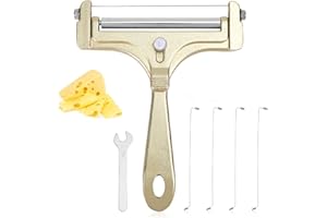 Cheese Slicer Kit, Adjustable Thickness Iron Handheld Cheese Slicer with 4 Extra Wires and Wrench Food Cutter for Butter Mozz