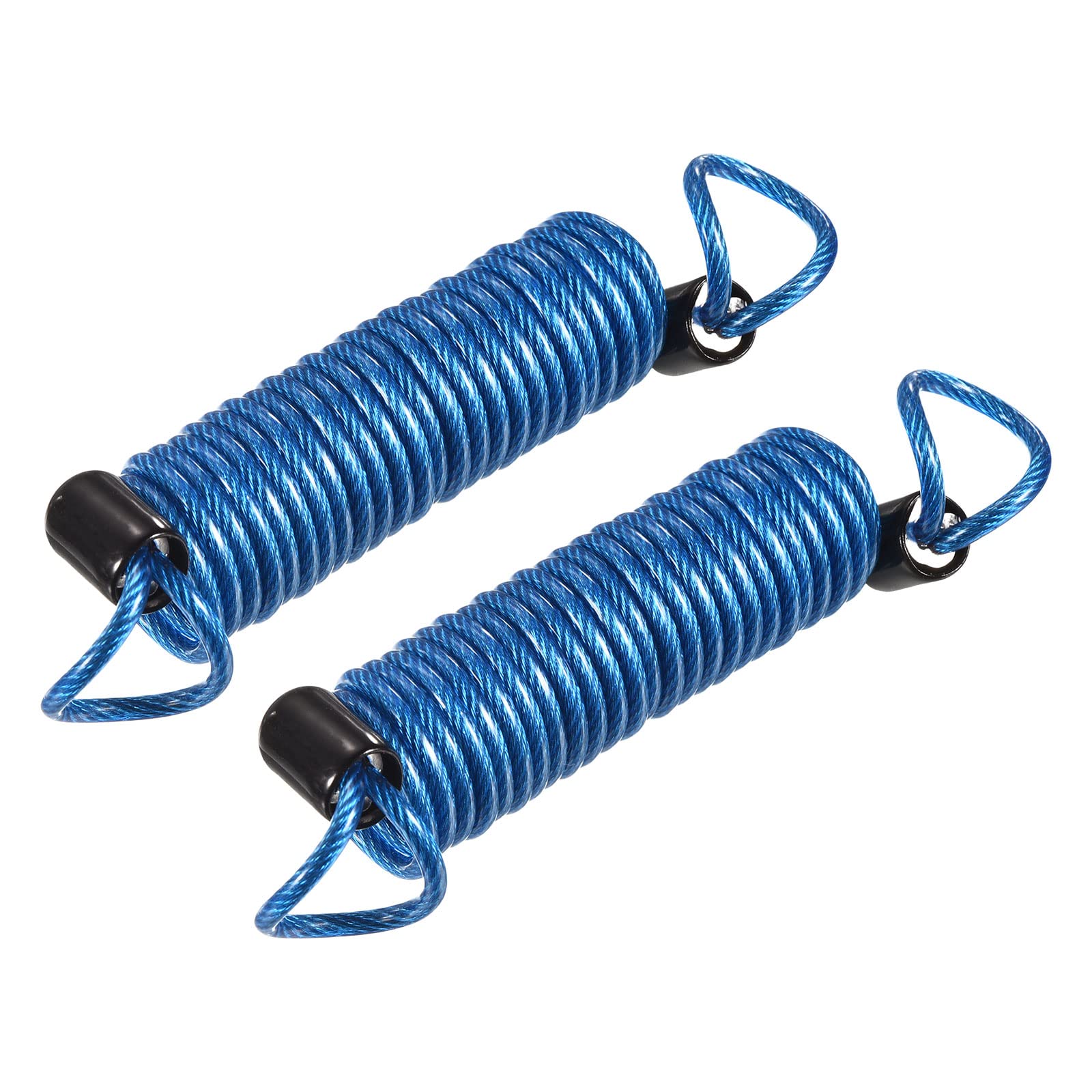 PATIKIL Security Steel Cable 2.5mm x 1.5m/4.92ft Coated Spring Luggage Lock Wire Rope with Double Loop Blue 2 Pack