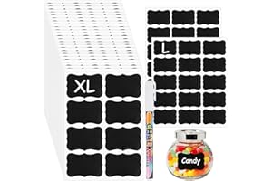 OKXIRI 230 Pcs Labels for Jars, 2 Size Waterproof Chalkboard Labels for Food Containers, Storage Bins, Mason Jars, Reusable Blackboard Stickers with 1 Erasable Chalk Marker (Irregular Shape)