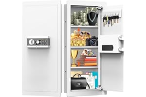 31.5" Tall Fireproof Wall Safes Between the Studs 16" Centers, Hidden Wall Safe with 3 Removable Shelf & Silent Mode, Heavy D