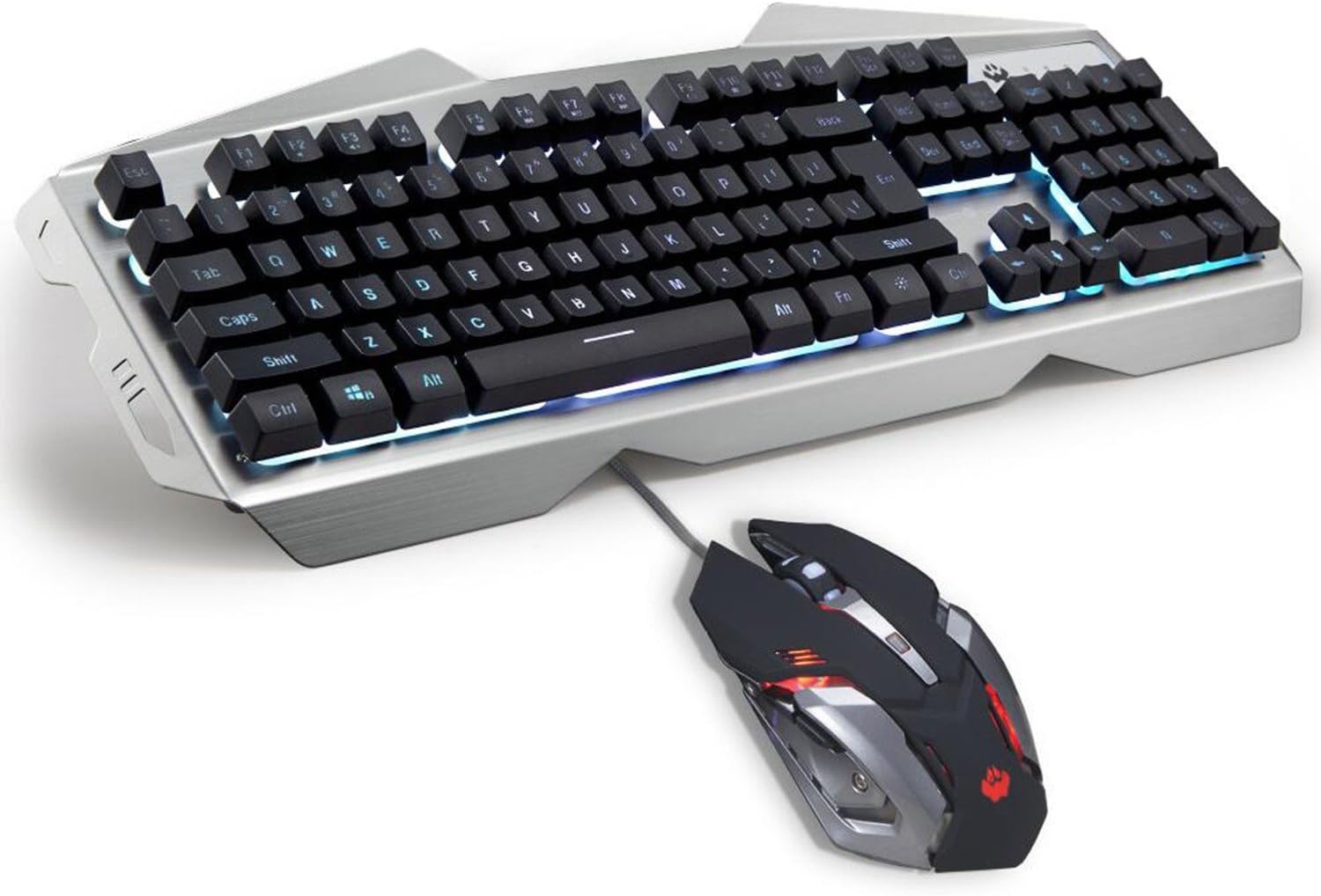 PAWHITS RGB Backlit Gaming Keyboard and Mouse Set USB Wired Membrane Keyboard US Layout