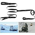 Heavy Duty Snowmobile Tow Straps, Long Reinforced Emergency Gear ATV Tow Rope with Two Hooks 3 Point Strips, Sled Pulling Str