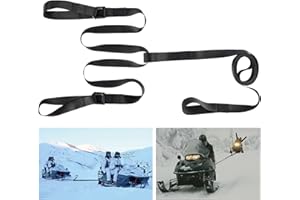 Heavy Duty Snowmobile Tow Straps, Long Reinforced Emergency Gear ATV Tow Rope with Two Hooks 3 Point Strips, Sled Pulling Str