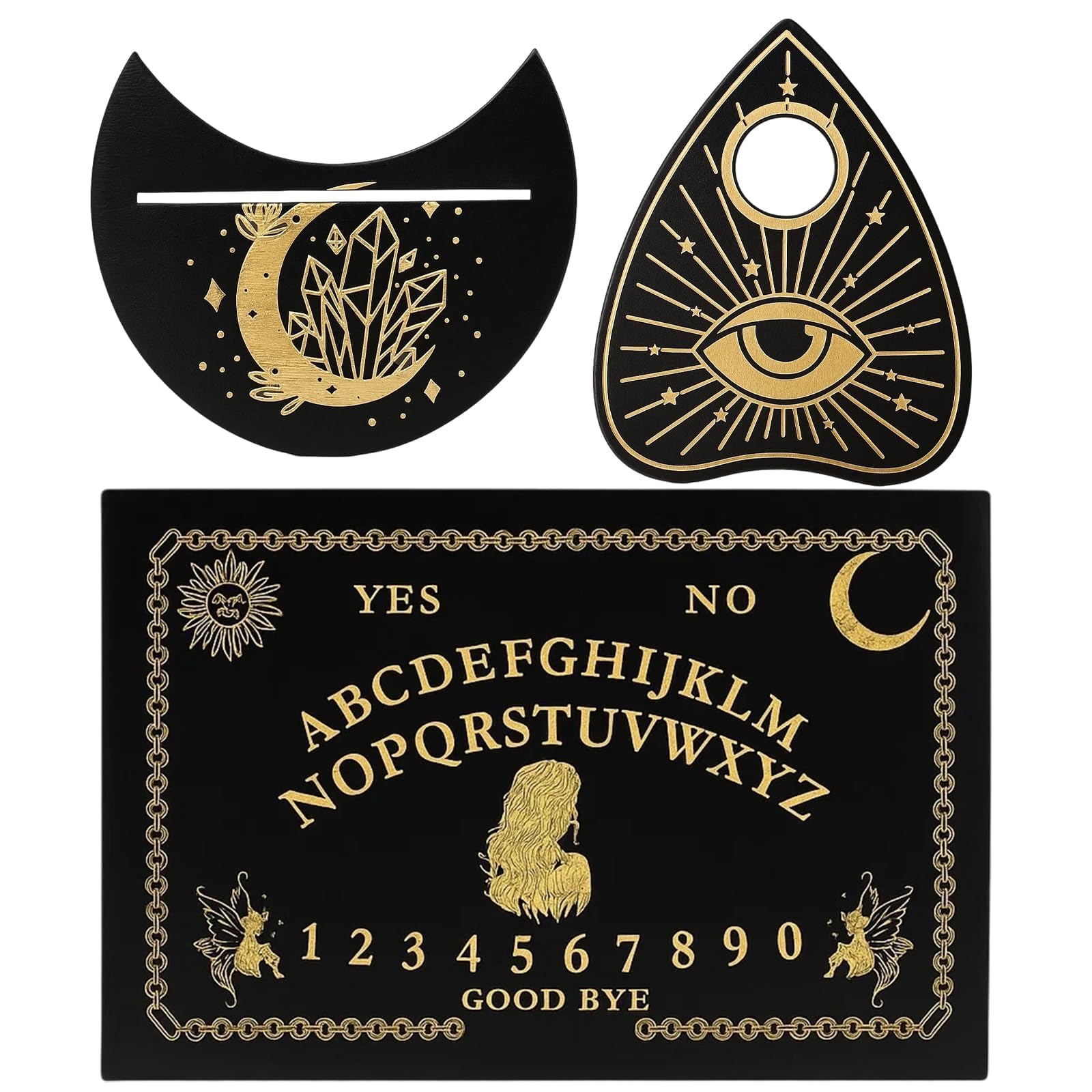 QXCFTW Ouija Board - Wooden Spirit Board Game with Planchette for Séance & Spirit Communication | Mystery Talking Board for Parties & Unique Gift Ideas