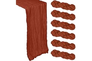 HENEGER 6 Pack Fall Table Runner Terracotta Cheesecloth 10Ft Gauze Burnt Orange Cheese Cloth Thanksgiving Table Runner 35x120 Inch Boho Rustic for Baby Shower Wedding Holiday Home Decor Decorations