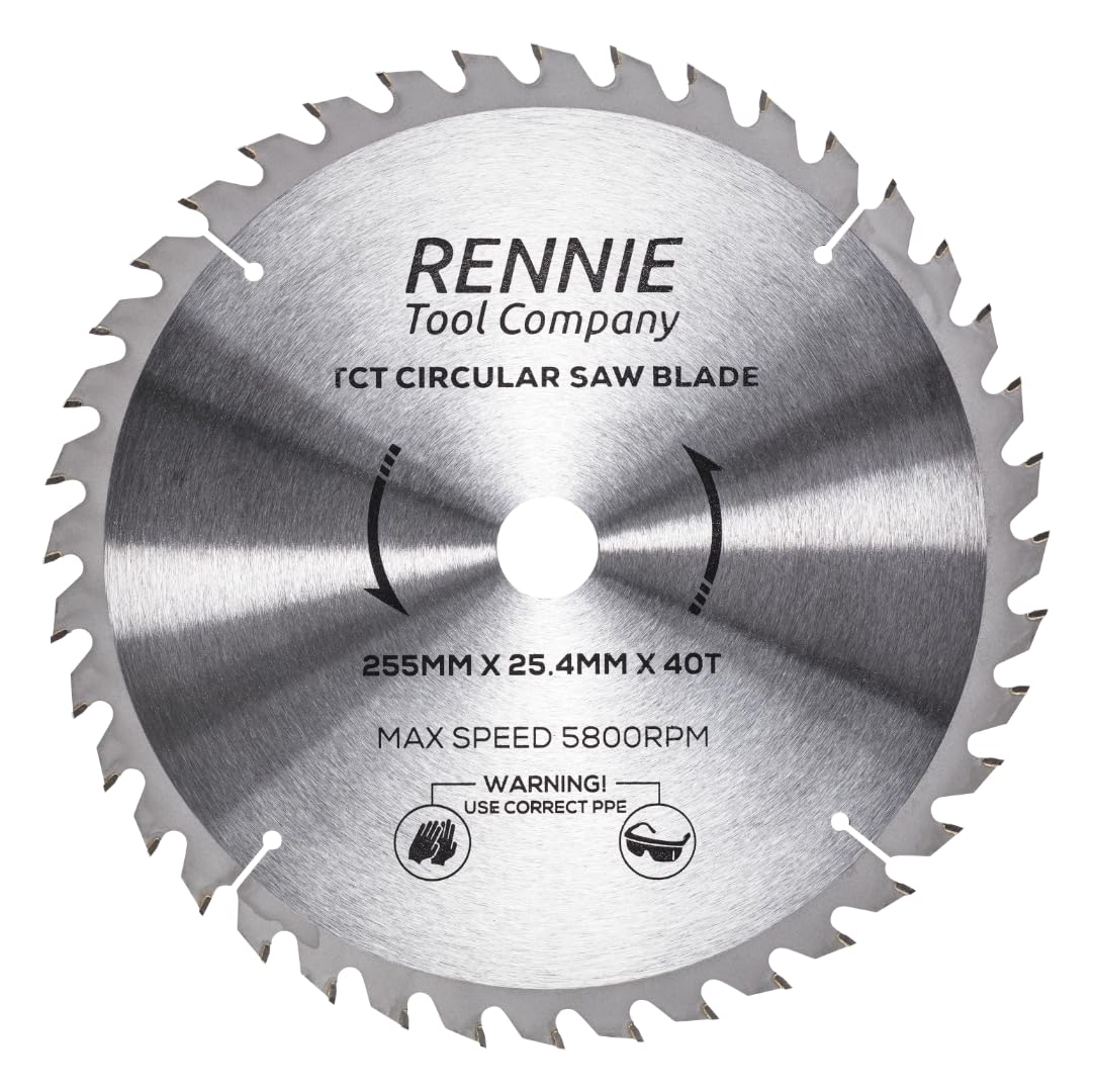 255mm x 40T x 25.4mm Bore TCT Circular Wood Saw Blade Fits Evolution Saws & Evolution Rage Saws. 255mm Saw Blade. Rennie Tool 40 Teeth Mitre Blade 10" (10 inch)