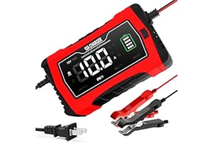 AORIKA 10-Amp Car Battery Charger, 12V/24V Smart Automotive Charger, Battery Maintainer, Trickle Charger for Car, SUV, Motorcycle, Boat, Lead-Acid, Lithium, LiFePo4 Battery