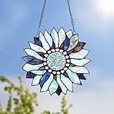 Capulina Large Size Mothers Day Sunflower Gifts Stained Glass Window Hangings Stunning Handicrafts Sun Flower Suncatcher Flower Lovers Thanksgiving Gifts for Window Decor