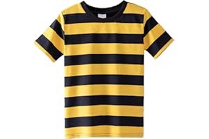 Spring&Gege Boys Short Sleeve Striped Cotton Crew Neck T-Shirt