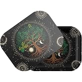 Small Metal Tray with Magnetic Lid, Decorative Tray, Ideal Storage for Home or Travel,Black,7 x 5.5 Inches