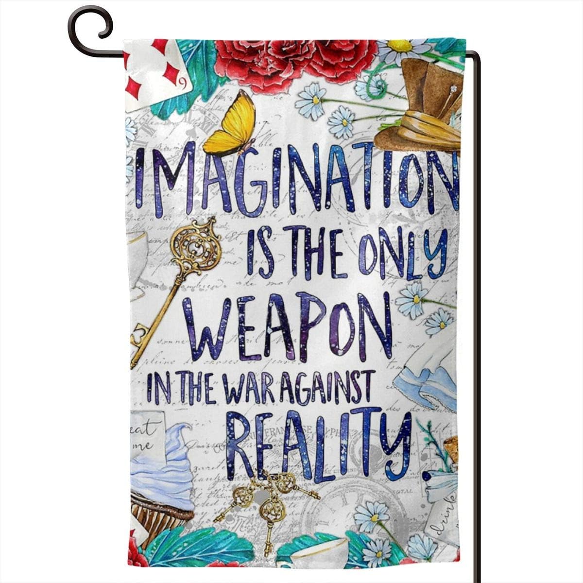 Qayou Alice in Wonderland - Imagination Welcome Garden Flag Garden Yard Flower Decorations Double Printing Garden Flags 12 X 18 Inch