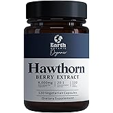 Earth BOTANIC Organic Hawthorn Berry Extract 20:1, 8000 mg Equivalent per Capsule, Hawthorn Berry Capsules, 120 Vegetarian Capsules, Hawthorn Extract Supplement, Non-GMO, Vegan