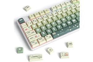 Owpkeenthy XDA PBT Keycaps 75 Percent, 133 Keys Green Custom Gaming Keycaps 5 Side Dye Sublimation for ANSI & ISO Layouts Che