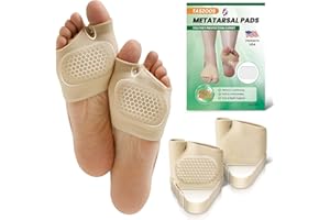 TASZOOS Metatarsal Pads for Women & Men - Non-Slip Ball of Foot Cushion for Morton's Neuroma, Pain Relief, Metatarsalgia - Thickened Foot Pads for Walking, Standing, Running - 2 Pair (Large)