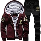 MANTORS Men's Tracksuit Winter Soft Hooded Fleece Sweatsuits Warm Pullover Coats 2 Pieces Outfits Set