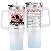 Aokonby Mom Gifts From Daughter Birthday Gifts for Mom From Son - 40 Oz Dinosaur Travel Cup Gift Set Chirstmas Mothers Day Presents For Moms - Don't Mess With Mama White Tumbler with Lid Straw
