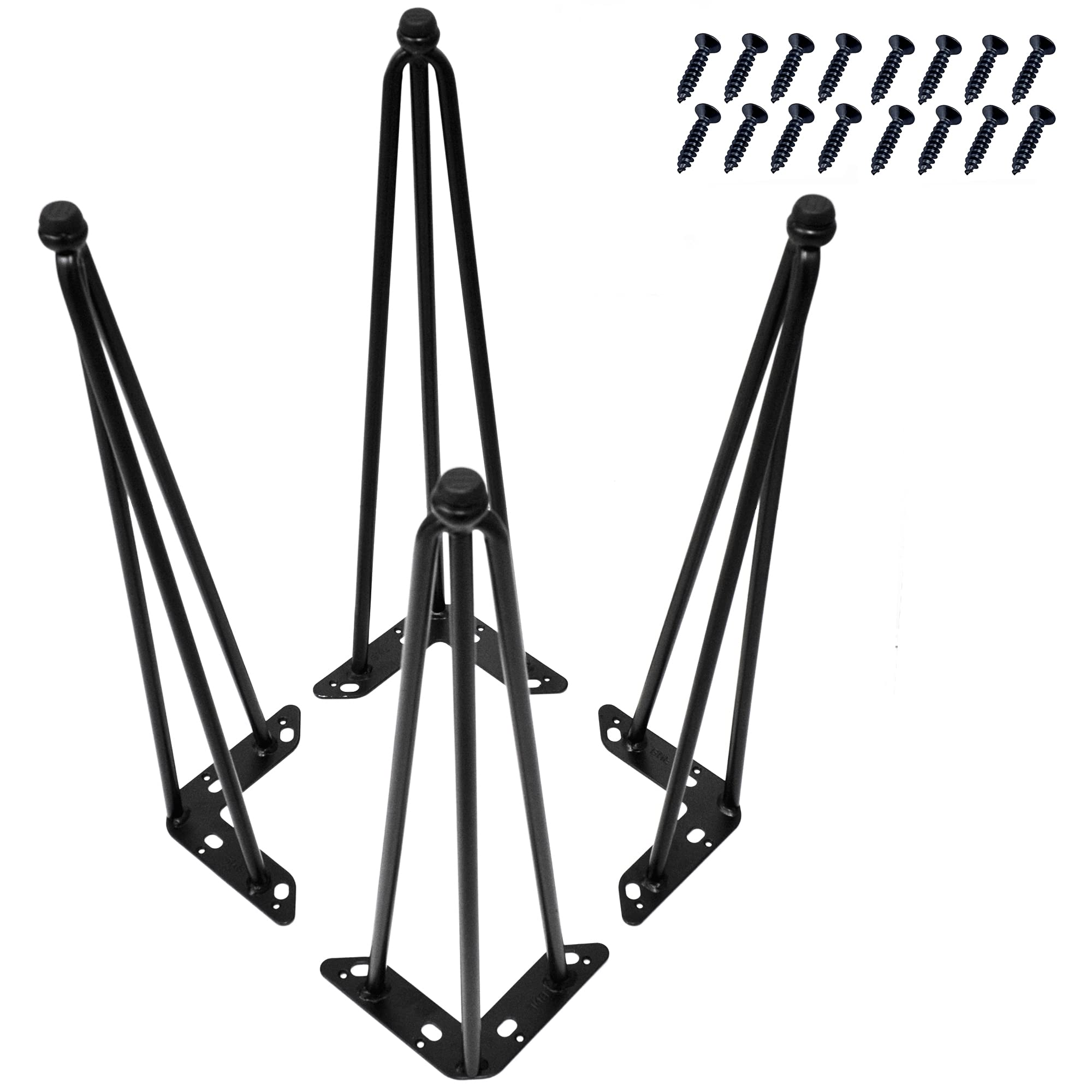 Home Soft Things Hairpin Metal Table Legs 20 Inch Legs for Furniture Coffee Bench Dining End Industrial Table Desk Set of 4 with Black Screws Adjustable Cushion Floor Protectors, 20" Image