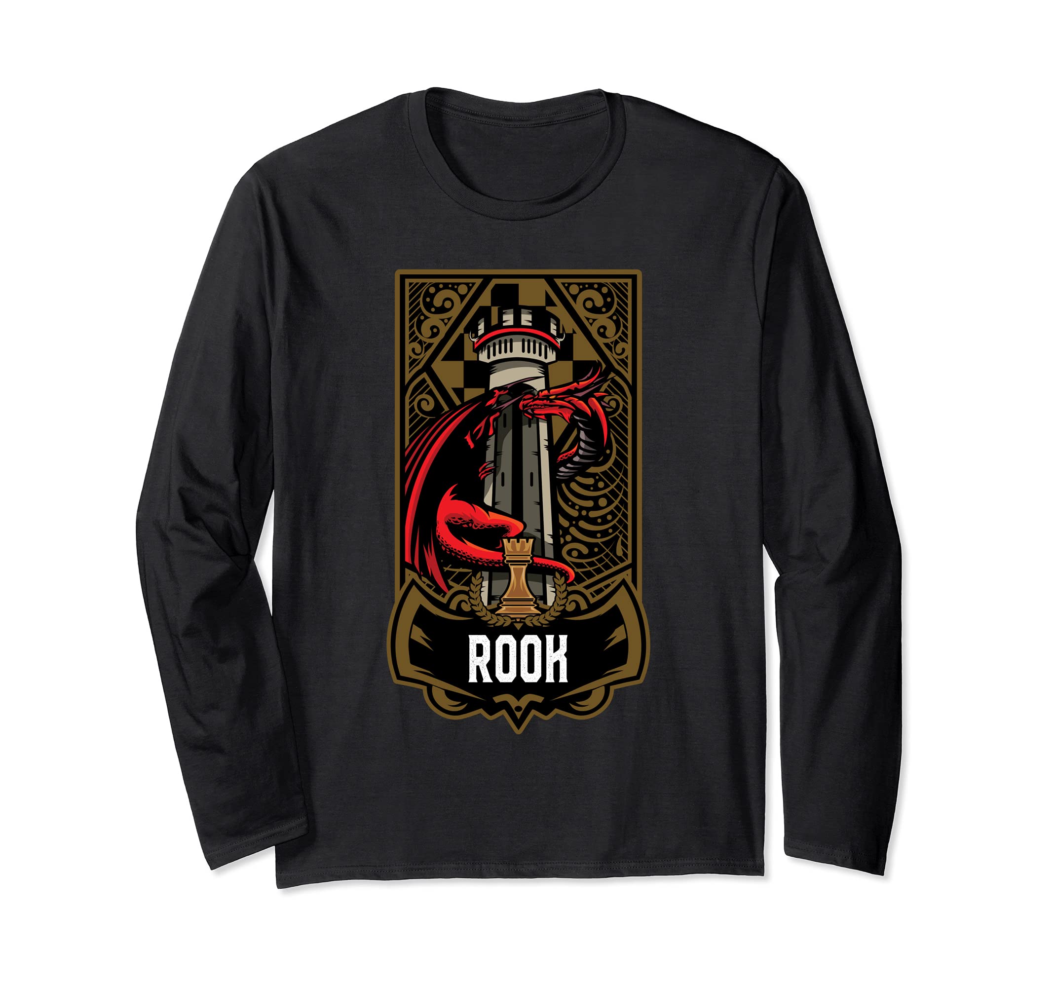Rook Chess Game Piece Chess Club Players Gambit Red Team Long Sleeve T-Shirt