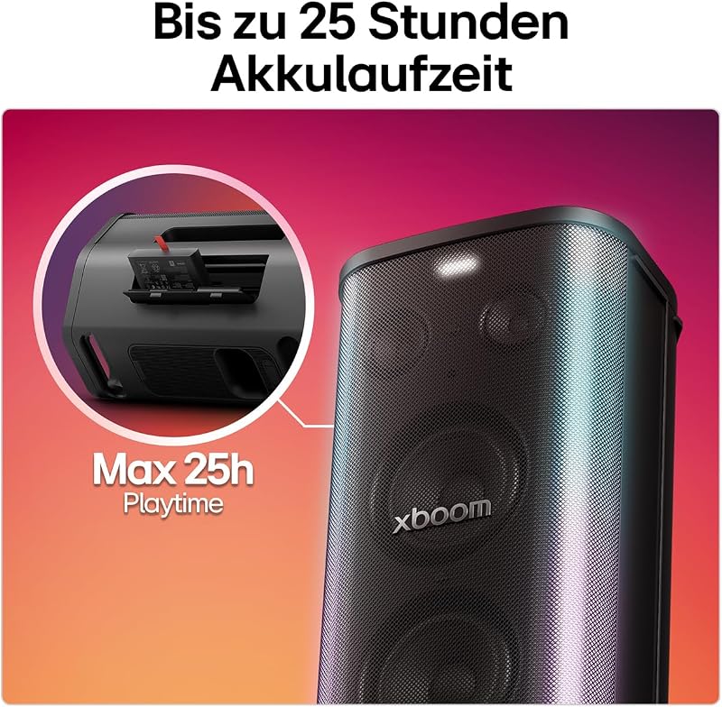 xboom Stage501 by will.i.am, tragbarer Bluetooth-Lautsprecher, DJ- und Karaokefunktion, LED-Beleuchtung, 4 Aufstellfunktionen, (220 W, Signature Sound, IPX4, bis zu 25 Std. Akkulaufzeit), Schwarz