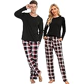 Marvmys Matching Pajamas for Couples Men & Women Long Sleeve Plaid Pjs Loungewear Pjs Set with Pockets S-3XL