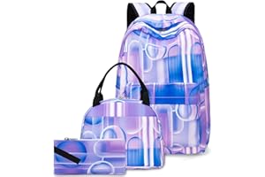 LEDAOU Backpack for Girls School Bag Kids Bookbag Teen Backpack Set Daypack with Lunch Bag and Pencil Case