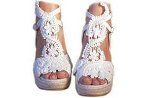 MiLanolce Women's Platform Sandals Wedge Open Toe Ankle Strap lace Wedding Shoes Bridesmaid Shoes