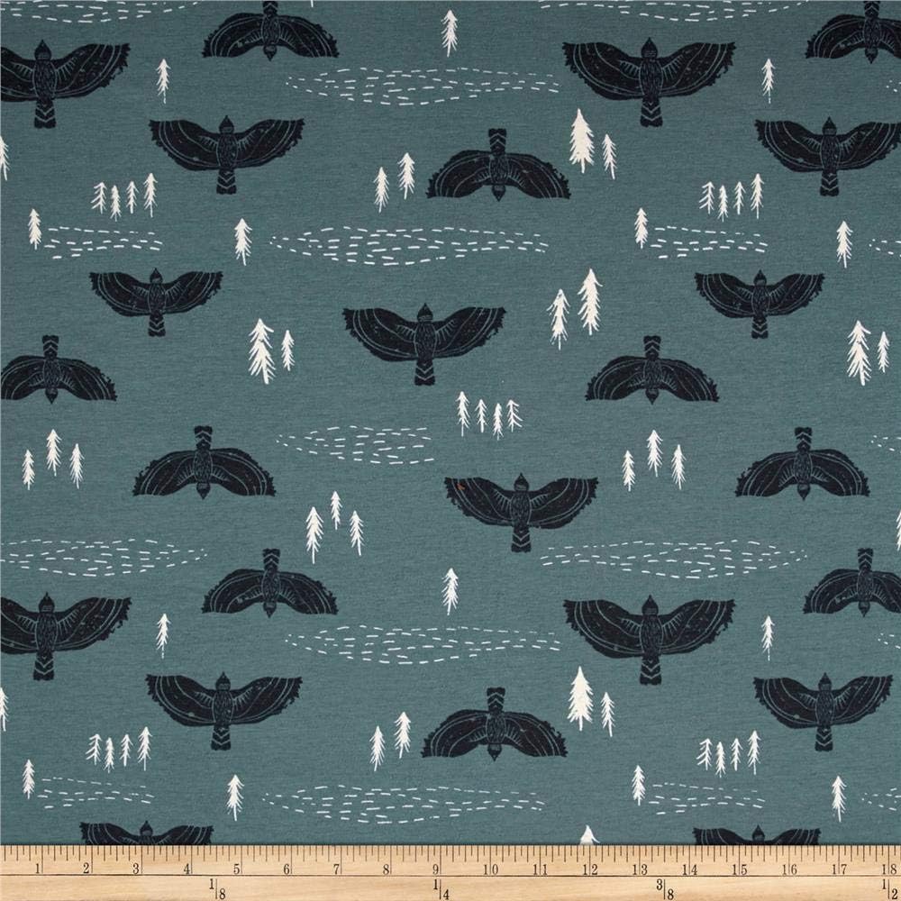 Art Gallery Fabrics Art Gallery Lambkin Jersey Knit Wind Observer, Yard, Slate