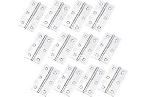 Mcredy Hinges Dwinging Door Hinge Silver Hinges,Flat Small Door Hinge Folding Stainless Steel 3 Inch Hinge Pack of 12