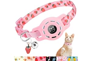 BINGPET AirTag Cat Collar with Bells, Upgraded Safety Elastic Cat Collar with Airtag Cat Collar Holder, Anti-Lost Cat Collars for Girl Boy Cats, Anti-Suffocation Kitty Puppy Collars