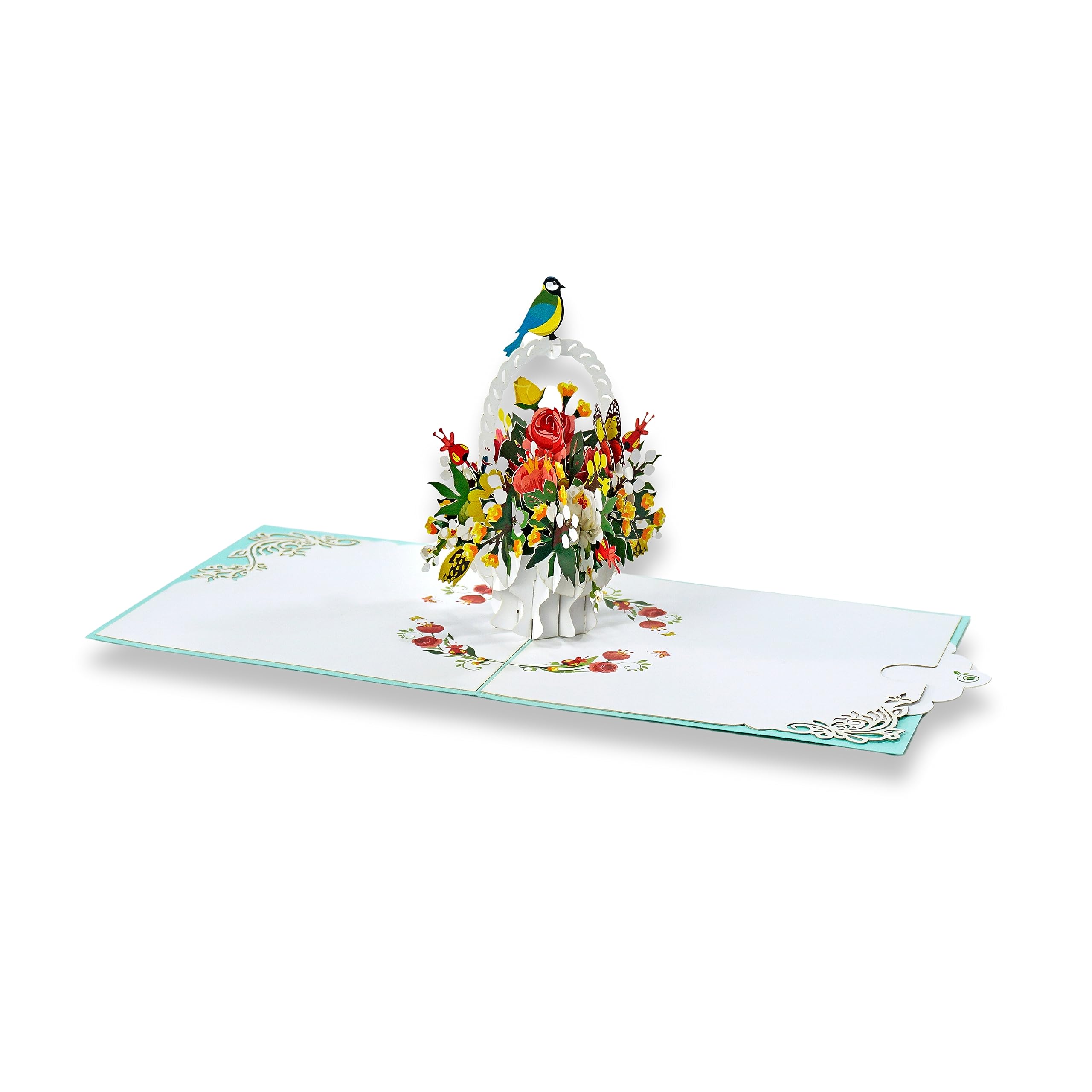 paperdora® 3D Pop-Up Card „Flowers“ with Envelope and Wax Seal - Greeting Card Gift Card Gift Certificate Voucher