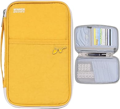 Amazon 正規品 Florera 母子手帳 ケース お薬手帳 マルチケース スキミング防止 大容量 大小2サイズ イエロー 大型 シューズ バッグ