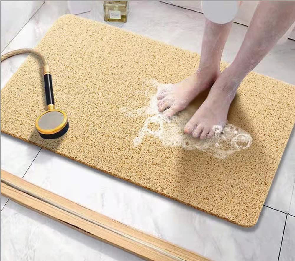 Bingobang Bath Mats Non Slip,Shower Mat Rubber 60x40cm,Extra Soft Anti-Mould, Machine-Washable,For Bathroom Floor,Bathtub(Beige)