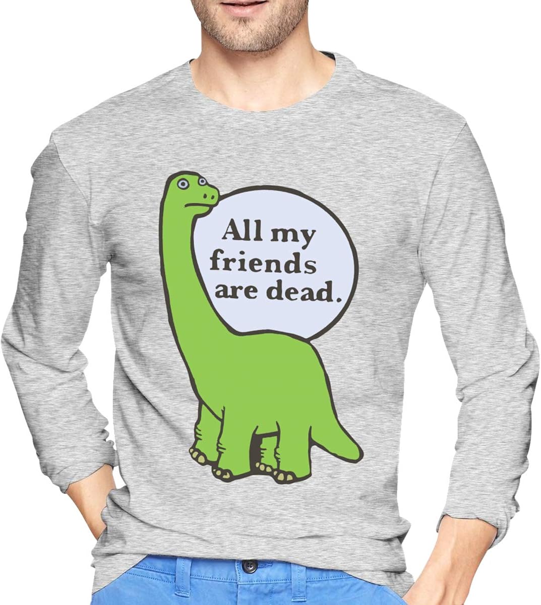 Amazon.com: All My Friends are Dead Dinosaur T Shirt Mens T-Shirt Fashion Tee Shirts Long Sleeve 