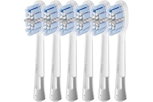Laifen Pro Cushioned Toothbrush Heads, 6 Count Replacement Toothbrush Headss for Adults, Compatible with Laifen WavePro/Wave 