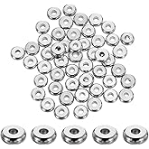 uxcell 100 Pcs Stainless Steel Spacer Beads, 6mm Flat Round Beads Metal Heishi Bead Long-Lasting Rondelle Disc Spacers for Bracelet Necklace Jewelry Making, Silver