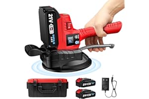 DUFULS Tile Vibration Machine Installation Tool - 600KG Adsorption Automatic Leveling Hand-held Tile Tiling Machine Suction Cup 6 Speeds Adjustable 21V 2000mAh 18000r/min (2PCS Batteries)