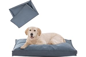 VENESSCO Dog Bed Covers Replacement Washable, Waterproof Dog Bed Cover with Zipper, 36Lx27Wx3H inch Durable Oxford Pet Bed Cover for Outdoor/Indoor Use, Cover Only, Blue-Gray