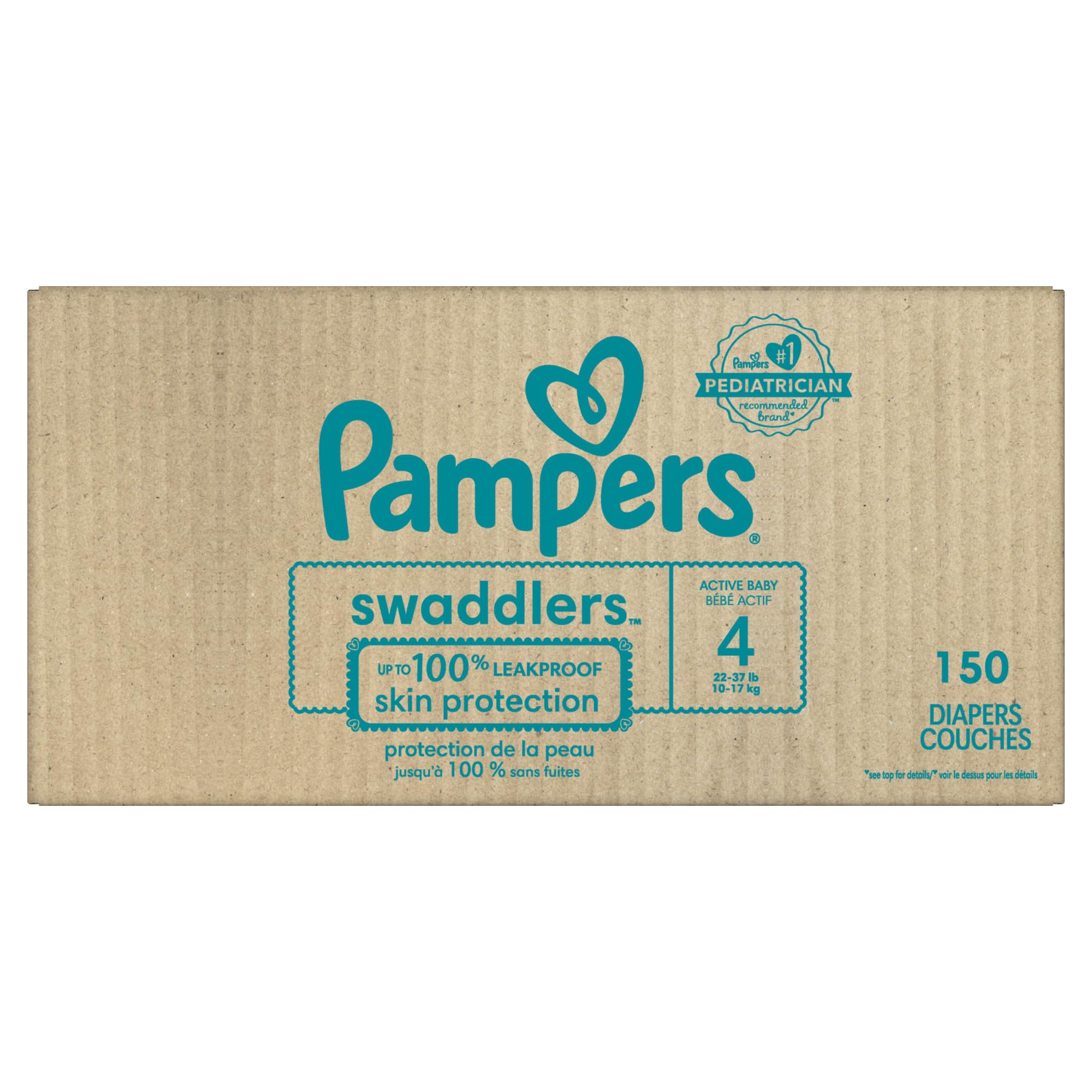 Pampers Baby Diapers - Swaddlers - Size 4, 150 Count, Ultra Absorbent Disposable Infant Diaper
